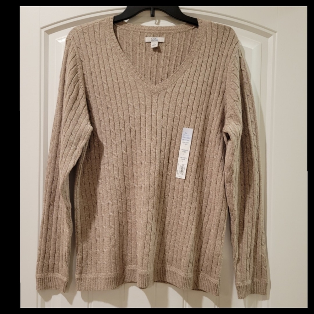 đď¸croft & barrow java v neck pull over sweater - Picture 3 of 8